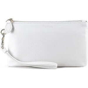 Women's Genuine Italian Leather Wristlet Clutch Wallet Purse, Gold Zipper